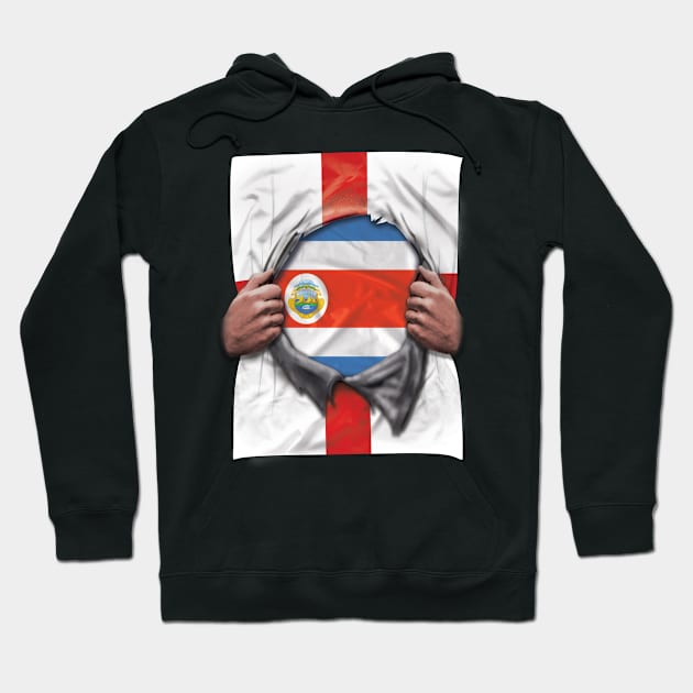 Costa Rica Flag English Flag Ripped - Gift for Costa Rican From Costa Rica Hoodie by Country Flags